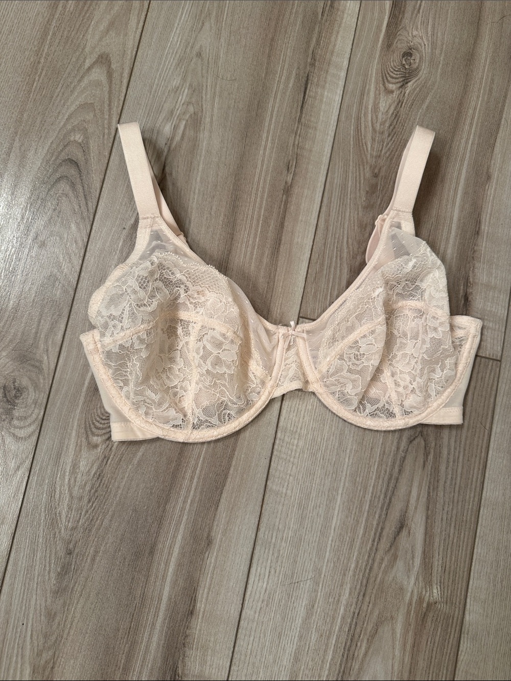 Sheer Lace Underwire Bra in Cream - 36DD (36E)